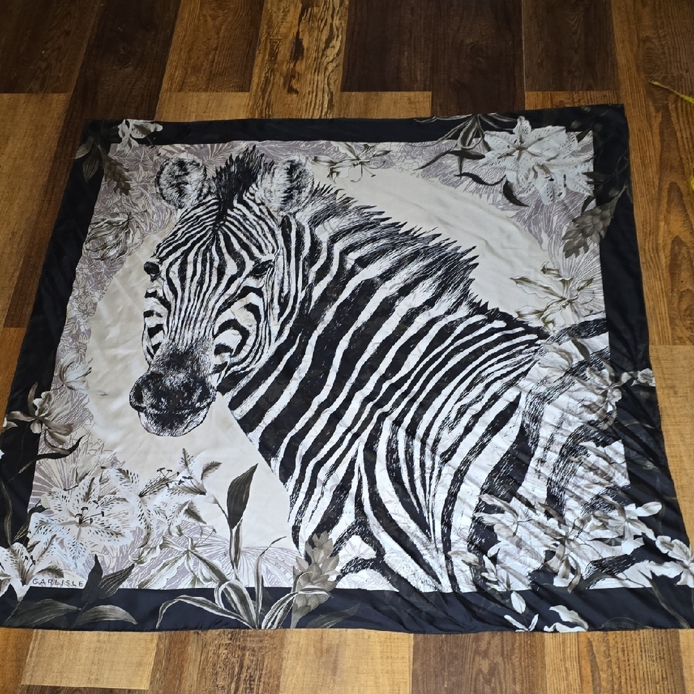 Carlisle Black and White Zebra Silk Scarf